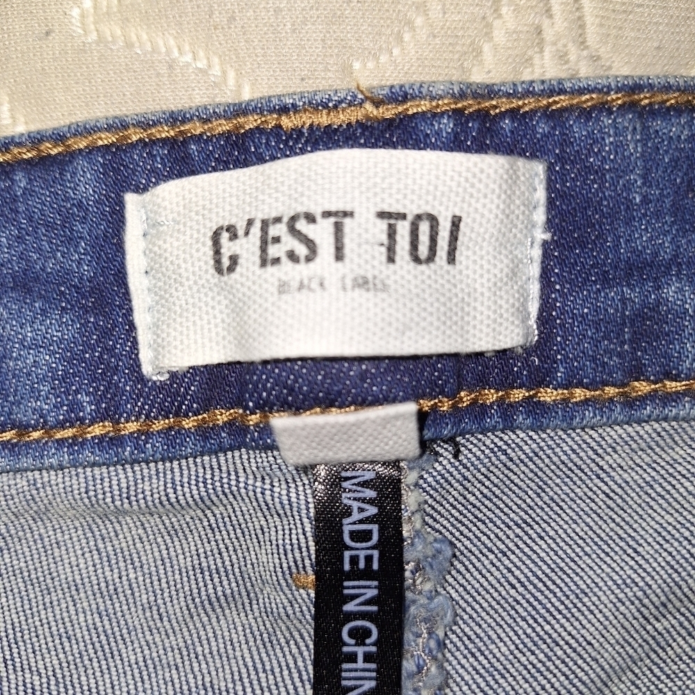 C'est Toi mid-rise button-down wide flare Bell Bottom denim jeans In a 13/30. - Picture 4 of 8